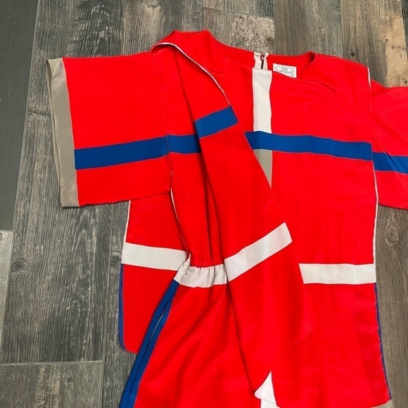 TED LAPIDUS Paris Vintage 80s Short Sleeves Color Blocked Dress US 8/40. - Picture 8 of 14